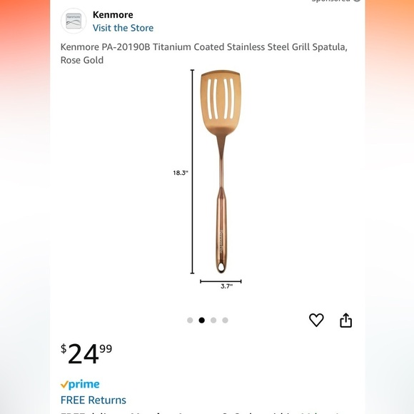 Kenmore Elite titanium coated rose gold stainless steel spatula - Picture 3 of 7